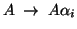 $A\; \rightarrow\; A \alpha_i$