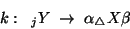 \begin{displaymath}k:\;\; {}_j Y\;\rightarrow\; \alpha{}_\triangle X \beta\end{displaymath}