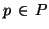 $p\, \in\, P$